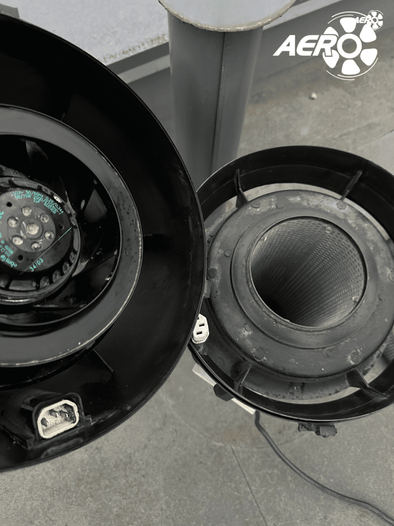 puhastatud ventilaator ja püstak